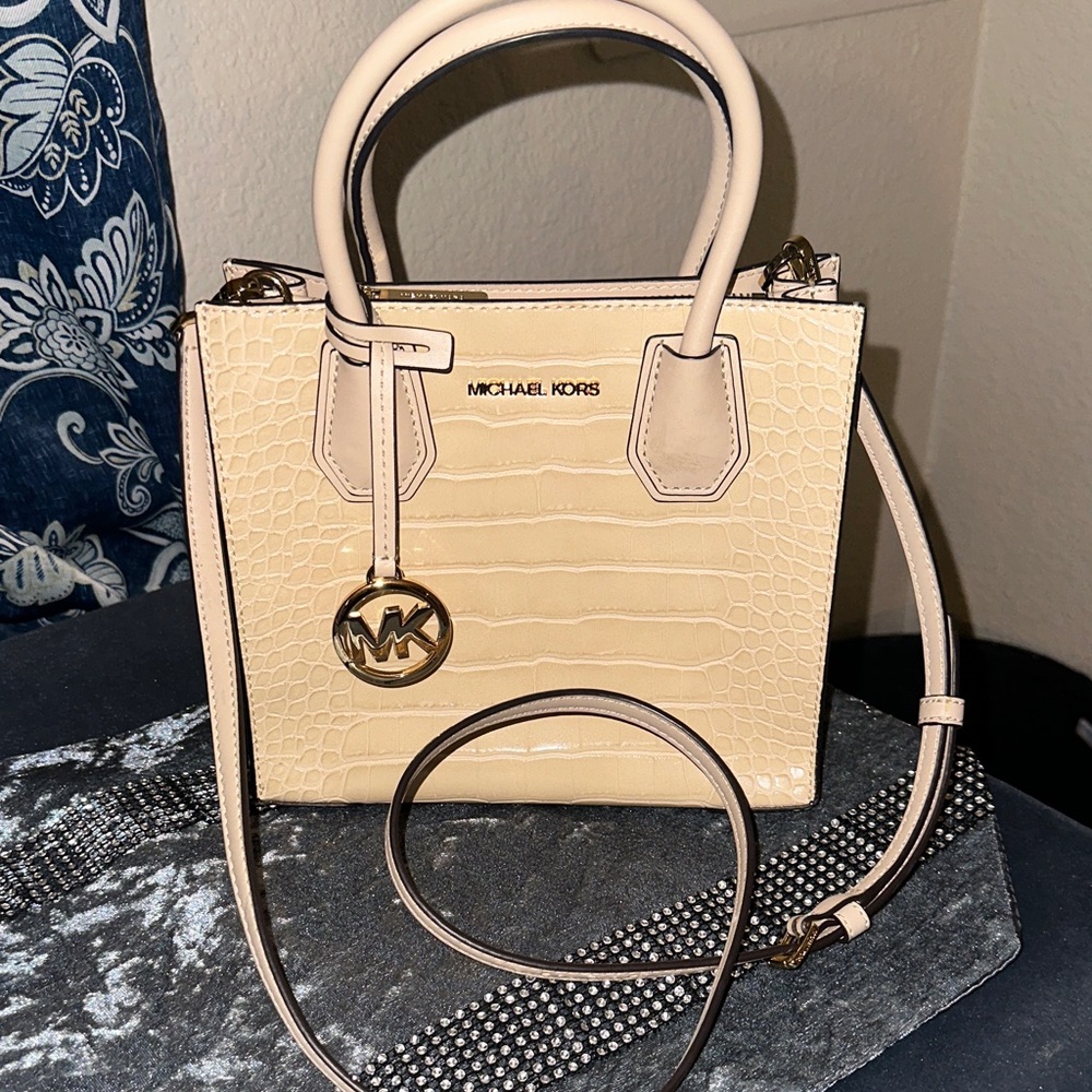 Michael Kors Tan Crocodile-Embossed Mini Bag